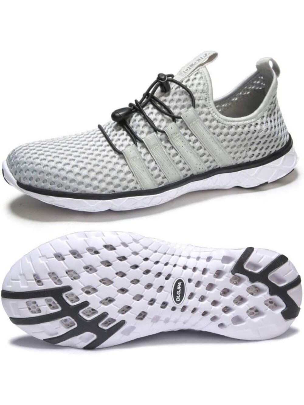Men's Light Grey Quick Drying Aqua Water Athletic Woven Solid Walking Sneaker